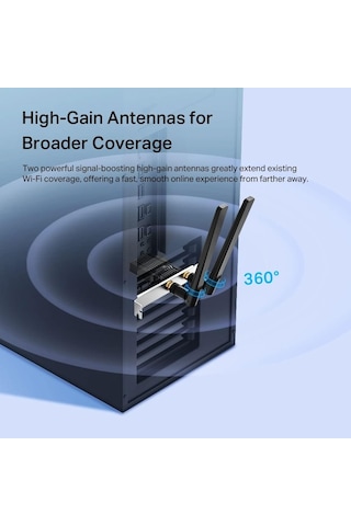 Archer Tx55e, Ax3000 Mbps, İki Anten, Özel Soğutucu, 1024-qam, Ultra Düşük Gecikme, Intel Wi-fi 6 Yonga Seti, Wind