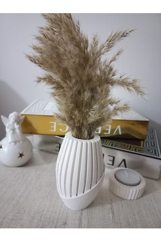Beyaz İskandinav Pampas Vazo