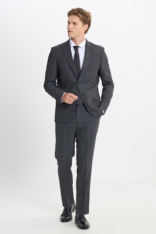 AC&Co / Altınyıldız Classics Erkek Antrasıt Taşınabilir Torbalı Slim Fit Dar Kesim Mono Yaka Beli Bağlamalı Desenli Takım Elbise Antrasıt