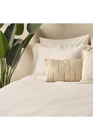 Bella Maison %100 Pamuk Vintage Çift Kişilik Yatak Örtüsü Seti Krem 240 x 260 CM Krem