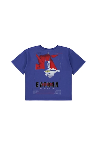 Batman Batman Baskılı 6-9 Yaş Tişört - Mavi Saks Mavisi
