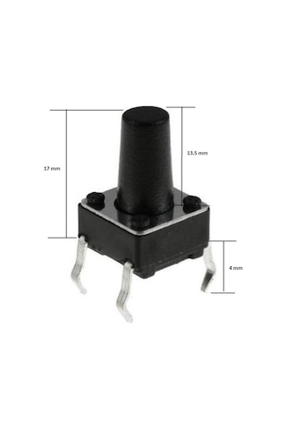 Koodmax-Push Button Buton Tach Switch 6X6 10'Lu Paket - Farklı Boyutlar 6X6 17Mm