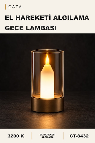 Cata 3200k Masa Lambası, El Hareketi Kontrollü Altın