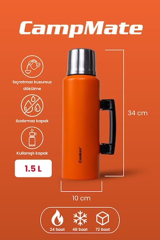 Cooker Campmate 1.5 Litre Paslanmaz Çelik Termos Ckr2085 Turuncu