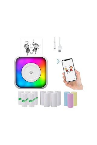 C31 Taşınabilir Kablosuz Bluetooth Termal Etiket Yazıcısı, Baskı Kağıdı Seti Seti