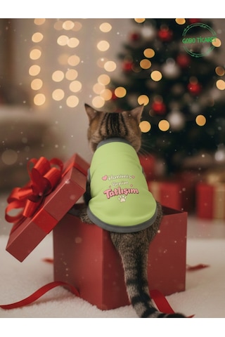 Yeşil Hanimiş Benim Tatlışım Baskılı Kedi Ve Köpek Kıyafeti Tişörtü Elbisesi Xsmall/xs/beden 0