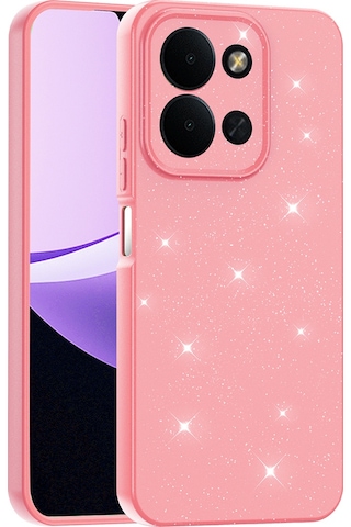 Redmi 15c Kılıf Kamera Korumalı Simli Lüks Mkst Koton Kapak - Açık Pembe Pembe