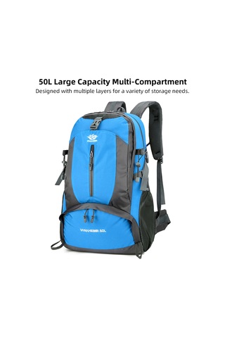 Jeehugo 50l Dağcılık Sirt Çantası - Su Geçirmez Nylon, Çok Bölmeli, Ağırlığı 0.76kg, Spor Ve Seyahat İçin Mavi Yeşil