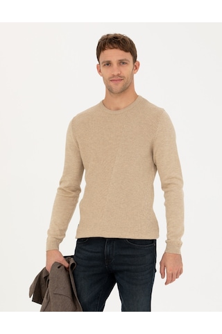 Pierre Cardin Erkek Triko Kazak - Bej 50281823-VR011 Bej