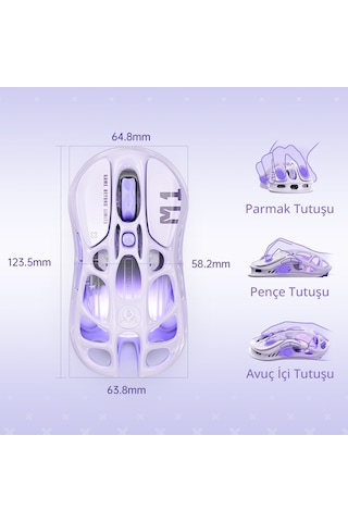 Gravastar Mercury K1 Mekanik Gaming Klavye Ve M1 Pro Kablosuz Optik Mouse Seti, Lavender Purple