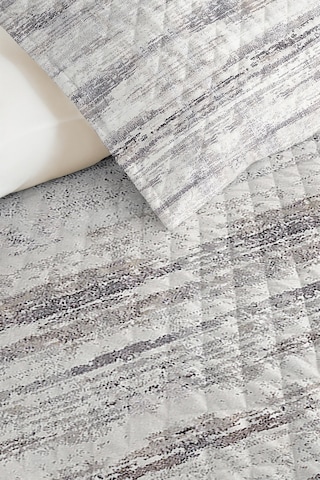 Gri Modern Genç Odası Tek Kişilik Pike Takımı-çizgili Antrasit Beyaz 160x220cm Kapitone Yatak Örtüsü Beyaz