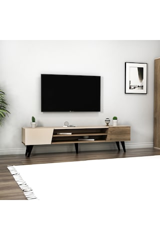 Arnetti Clara Raflı Dolaplı Tv Sehpası, Ceviz Bej - Clara