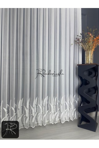 Tül Perde Brillant Marka Püsküllü Etek Geniş İşleme Bakpüs Desen Püskül3