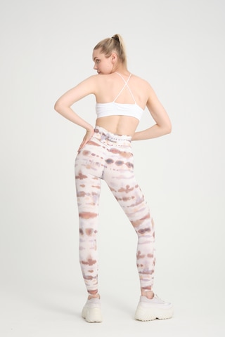 Batik Kalçası Büzgülü Kalça Şekillendirici Pushup Yüksek Bel Topa Beyaz - Kahverengi