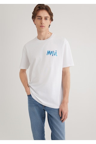 Mavi - Mavi Baskılı Beyaz Tişört 0612468-620 Beyaz