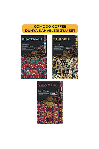 Comodo Coffee Dünya Kahveleri Seti Çekirdek Kahve 3 x 250 G