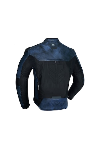 Motosiklet Montu Deri 4 Mevsim Maxdura Ve Leather Kumaş Mont Koyu Mavi Falcon