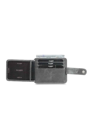 Guard Dikey Crazy Gri Hakiki Deri Kartlık Erkek / Kadın P5171 Gri