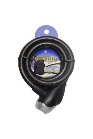 T.concept Lock Dayanıklı Güçlendirilmiş Çelik Halat Anahtarlı Bisiklet Kilidi 12x120 Cm Siyah