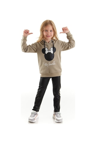 Minnie Mouse Supermino Minnie Lisanslı Kız Çocuk Kapüşonlu Sweatshirt Ve Deri Tayt 2'Li (552858075)