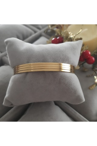 Çelik Gold Renk 4lü Ajda Model Bilezik Seti Altın