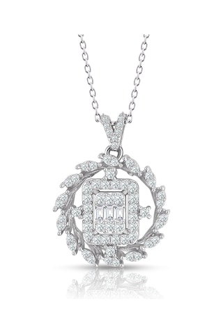 0.60 Ct. Modern Tasarım Baget Kare Tektaş Kolye