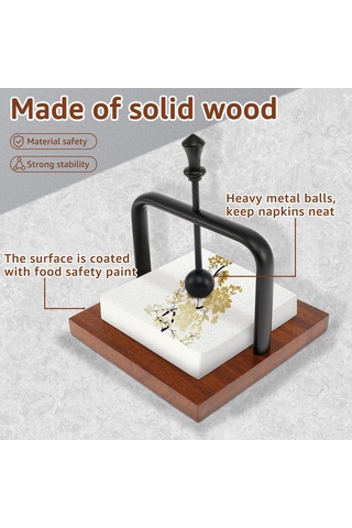 Geeroyoo Modern Ahşap Peçete Kutusu, Kristal Toplu Masalık Peçetelik, Restoran Ve Otel İçin Şık Dekorasyon Kahverengi