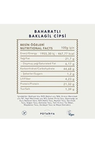 Baharatlı Baklagil Cipsi Vegan Protein Kaynağı 3 Adet Katkısız Ve Koruyucusuz