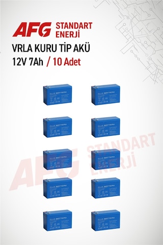 10 Adet 12 Volt 7 Amper Kuru Tip Akü 12 V 7 Ah Bl Mavi