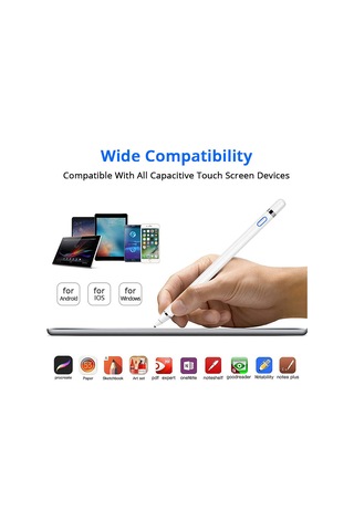 Skycity Yp0001 Beyaz Metal Uçlu Aktif Kapasitif Kalem - İpad Uyumlu, İos Uyumlu Ve Android İçin Ev Kullanıma Uygun, Kolay Kullanım, Dayanıklı Malzeme