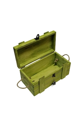 Yeşil Ahşap Kilitli Kutu Anı Kutusu Hediye Kutusu Saklama Kutusu