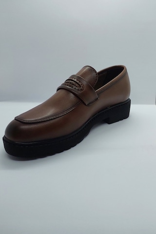 %100 El İşçiliği İp Detaylı Kahverengi Renk İmalat Deri Ayakkabı Kahverengi