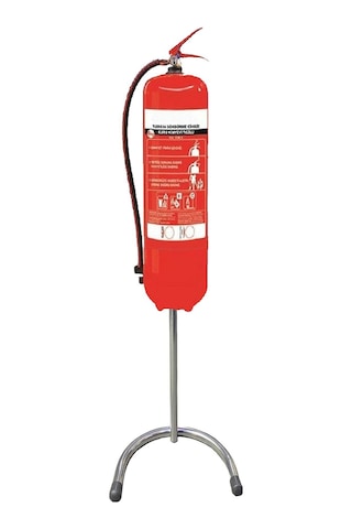 Tozlu Yangın Söndürme Tüpü 6 KG + Krom Sehpası Dekoratif Krom