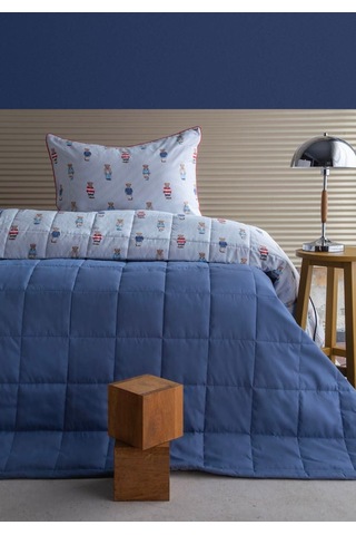 Tek Kişilik Yatak Örtülü Set Teddy Mavi