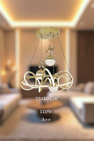 Ey Shop 3 Lü Toplu Çember 3 Renk Beyaz&sarı&günışığı Led Avize Gold