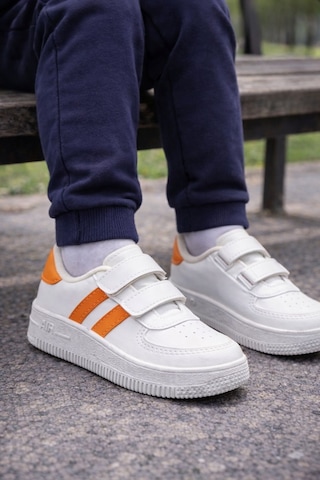 Papucumun Dünyası Günlük Bebek Çocuk Sneaker Cırt Cırt Bantlı Spor Ayakkabı Yürüyüş Ayakkabısı Turuncu
