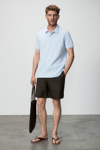 Grımelange Mınnutu Erkek Organik Pamuklu Polo Yakalı Regular Fit Mavi T-shirt