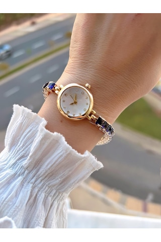 Coliseum Çelik Ve Taşlı Kordon Vintage Seri Küçük Kasa Özel Tasarım Kadın Kol Saati Sp.8933.m3 Sarı