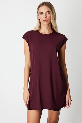 On Kadın Sıfır Yaka Basic Tunik 61419 Bordo