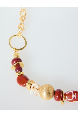 Jimmy Key Jimmy Key Bordo Boncuk Detaylı Halkalı Ayarlanabilir Kolye 6sw426602562