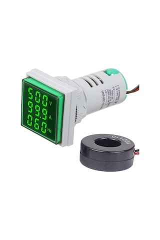 Samdoo "ad112-22fvah 3'lü Dijital Gösterge: Akım, Voltaj Ve Frekans Ölçer, Led Ekran, 60-500v/0-100a"