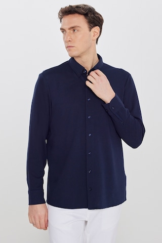 Ac&Co / Altınyıldız Classics Erkek Lacı Pamuklu Tailored Slim Fit Dar Kesim Düğmeli Yaka Örme Gömlek