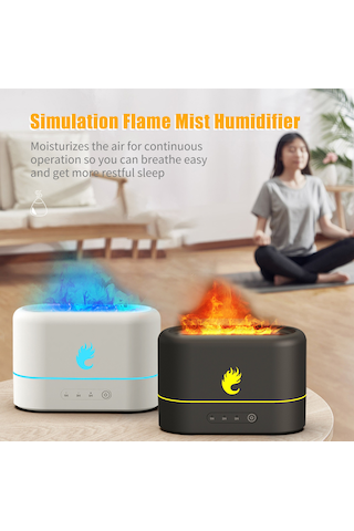 Geeksen 250ml Siyah 3d Flaming Oda Kokusu Dağıtıcı - Ultrasonik Nemlendirici, Otomatik Kapatma Ve 3 Zamanlama Seçeneği İle Aromaterapi