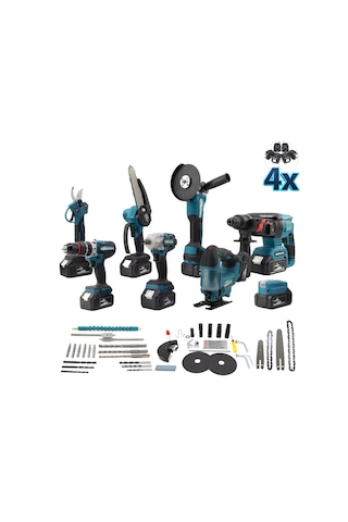 Dawreek Sekizli Set DBML (LED Aydınlatma+ Ş.Hilti+Ş.Spral+S.Sıkma+13 MM Ç.Mandren+Ş.Dekupaj+Budama Testeresi+Bağ Makası)