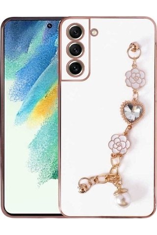 Galaxy S21 Fe Kılıf El Tutamaçlı Kamera Korumalı Zore Taka Silikon Kapak Beyaz