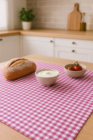 Zefira 170x170 Cm Balkon, Piknik, Mutfak Masa Örtüsü & Yer Sofra Bezi Pembe
