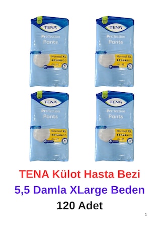 Tena Külot Hasta Bezi Normal 5,5 Damla Xlarge Beden - 120 Adet XL Tena Külot Hasta Bezi Normal 5,5 Damla Xlarge Beden - 120 Adet XL