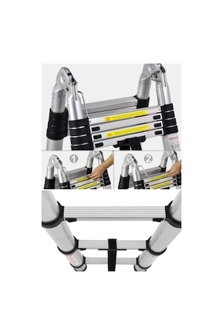 Ebax 2.5+2.5 5 Metre 8+8 Basamak 16 Basamak Çift Yönlü Alüminyum Teleskopik Merdiven