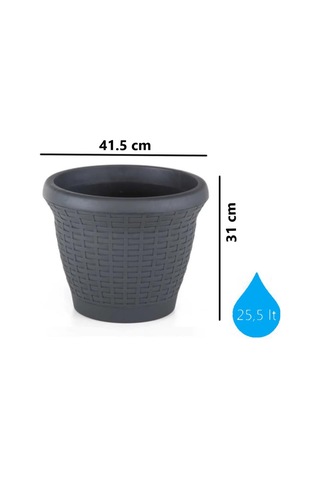 Omnipazar So-hs05 Plastik Hasır Desenli Dekoratif Saksı 25 Litre No 5