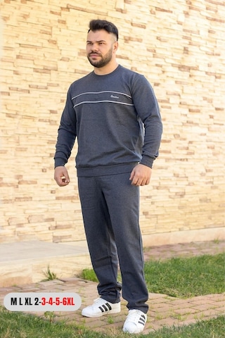 Indigo Mavi Battal Büyük - Normal Beden Kalın Sweat Erkek Eşofman Takımı 21eestbakt İndigo